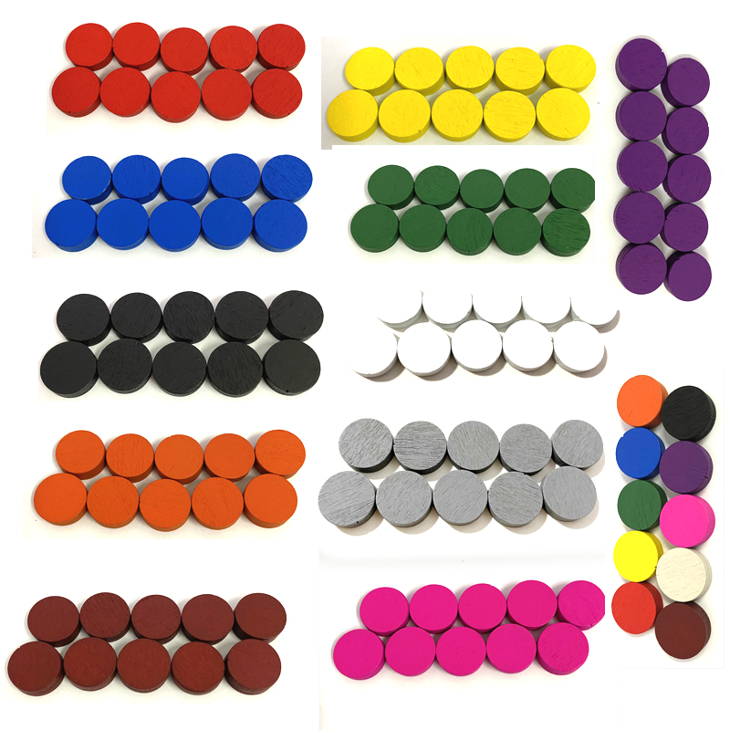Board Game Verdant - 50pieces 15*5MM 11 Colors Wooden Disk