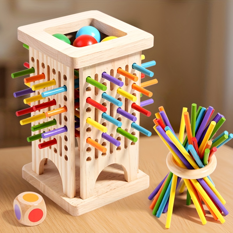 Board Game Name - Montessori Wooden Board Game Colorful Sticks