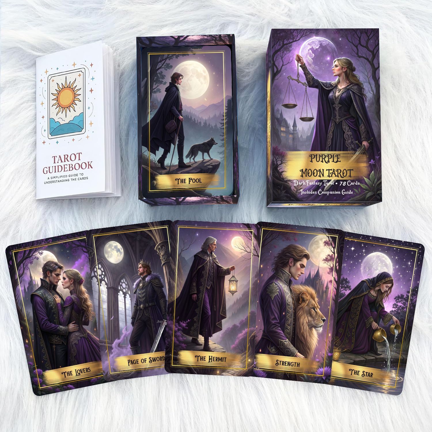 Purple Moon Tarot Cards Deck w - đánh giá và giá Board Game Oracle